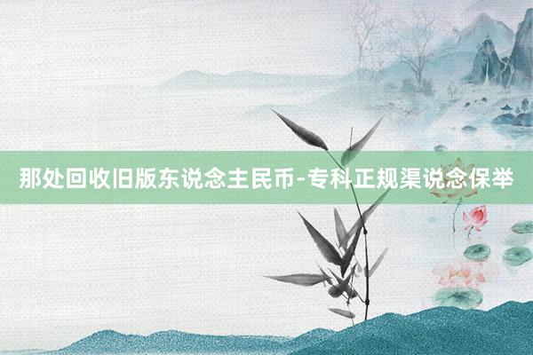 那处回收旧版东说念主民币-专科正规渠说念保举