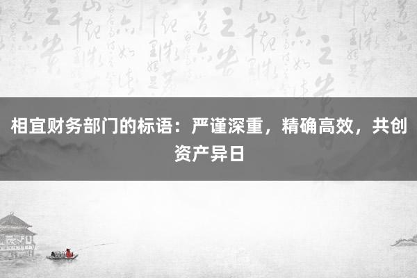 相宜财务部门的标语：严谨深重，精确高效，共创资产异日